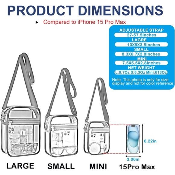 Clear Purse Stadium Clear Messenger Bag Stadium Approved for Men and Women main image 4